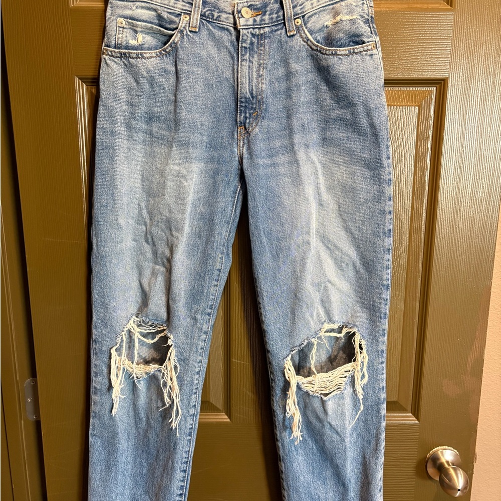 Levi's Light Blue Distressed High-Rise 90s baggy Jeans